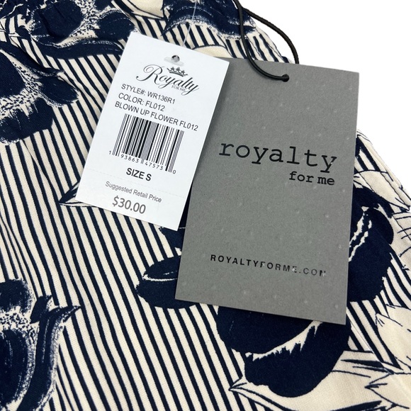 NWT Royalty For Me Size S Floral Skort Navy White Striped Built-In Shorts - Picture 4 of 7